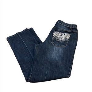 {Christopher & Banks} Petite Size 4p Straight Leg Denim Jean Bedazzled Pocket